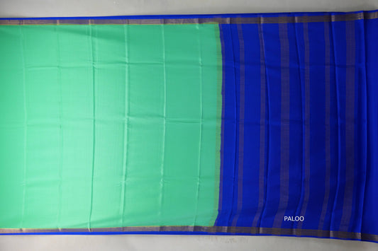 Light Emerald Green with royal blue Mysore Silk Saree SS9217