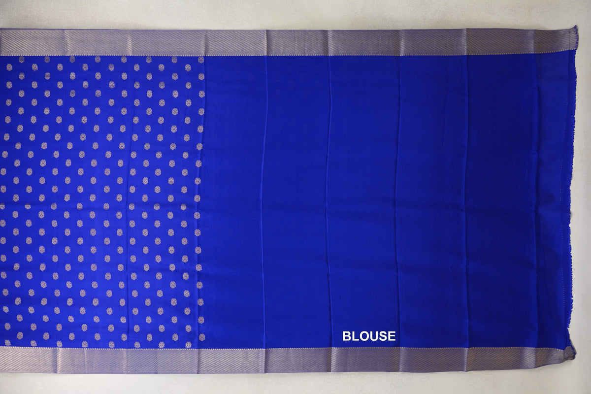 Deep Royal Blue Mysore Silk Saree blouse