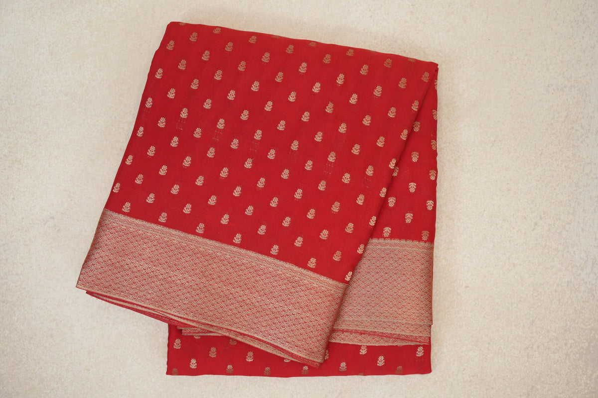 Tomato Red Mysore Silk Saree 