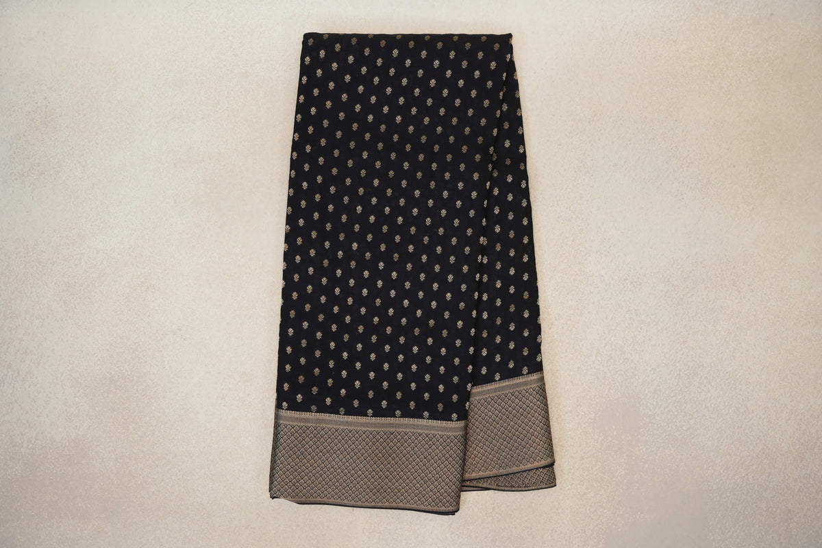 Online Jet Black Mysore Silk Saree