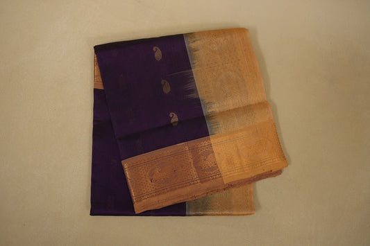 Purple with sandal Borders Silk Cotton Saree