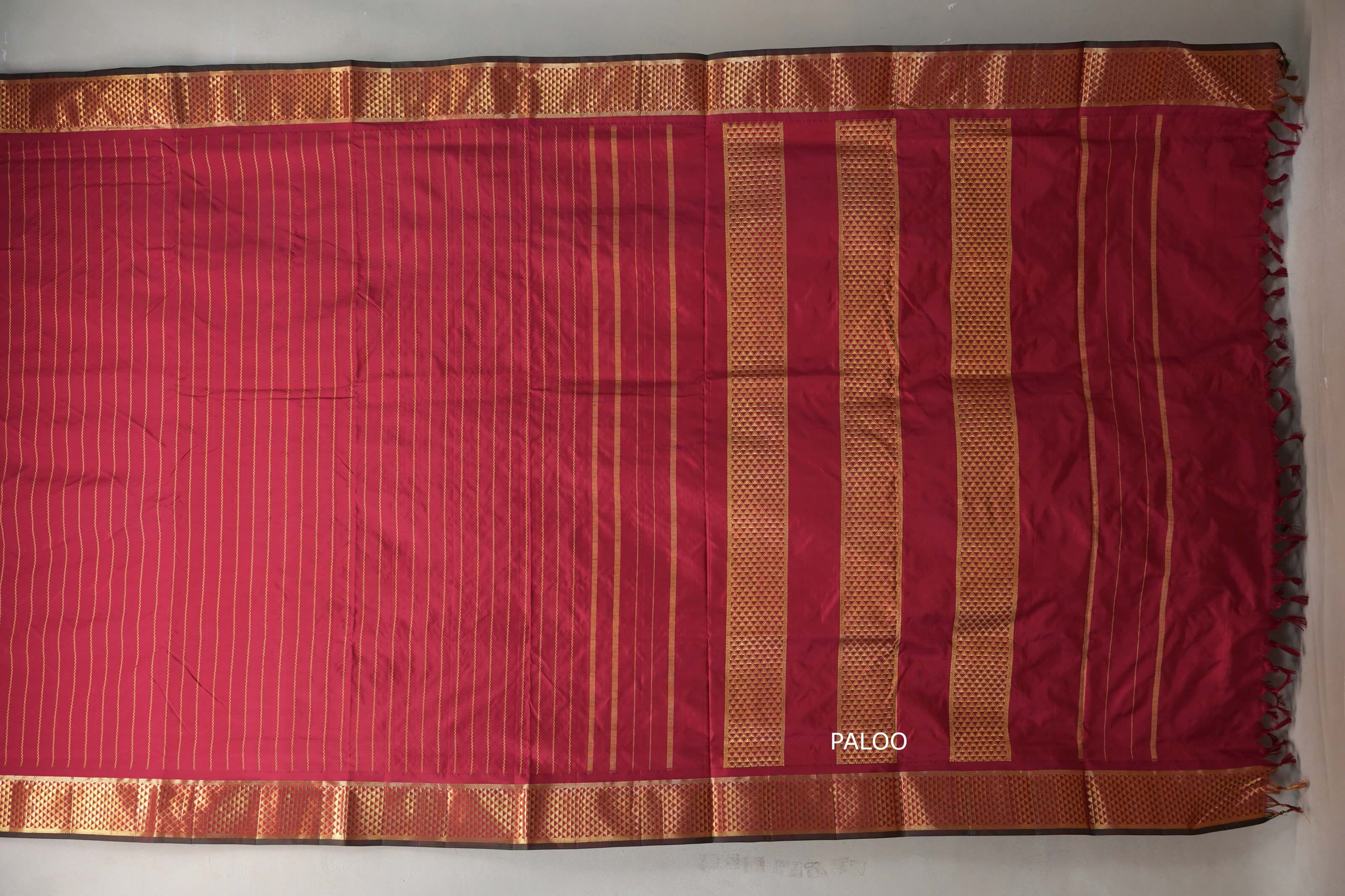 Reddish pink Ten Yards Silk Saree SS9222