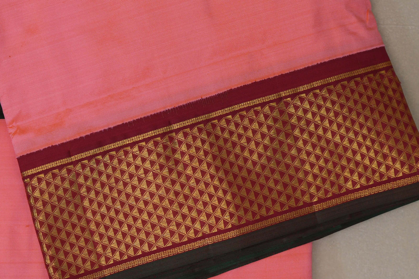 Orangish Pink Ten Yards Silk Saree SS9223