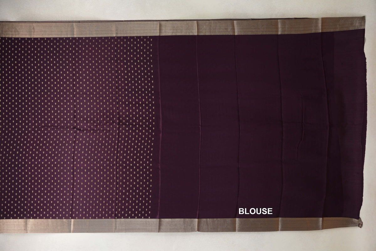 Deep Plum Purple Mysore Silk Saree bouse