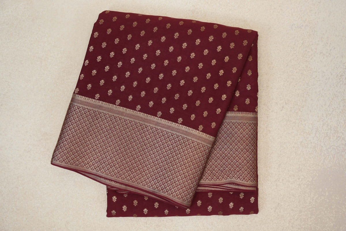 Deep Maroon Mysore Silk Saree