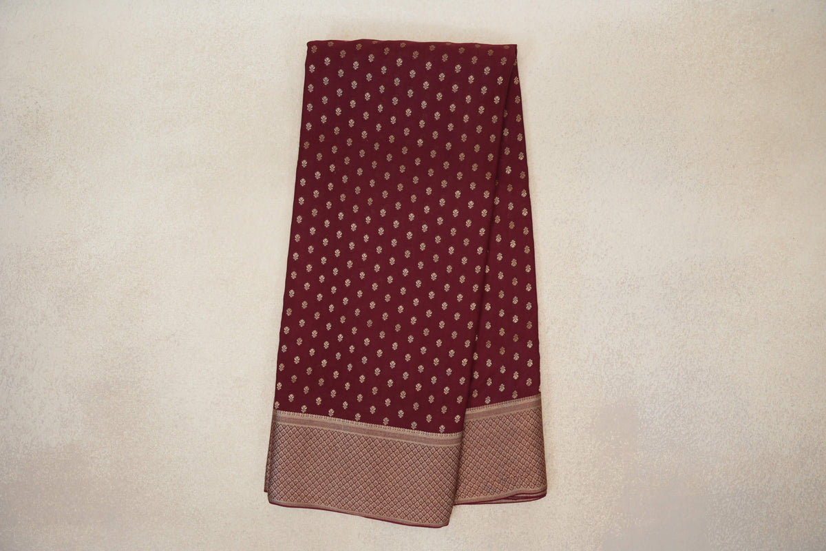 Online Deep Maroon Mysore Silk Saree
