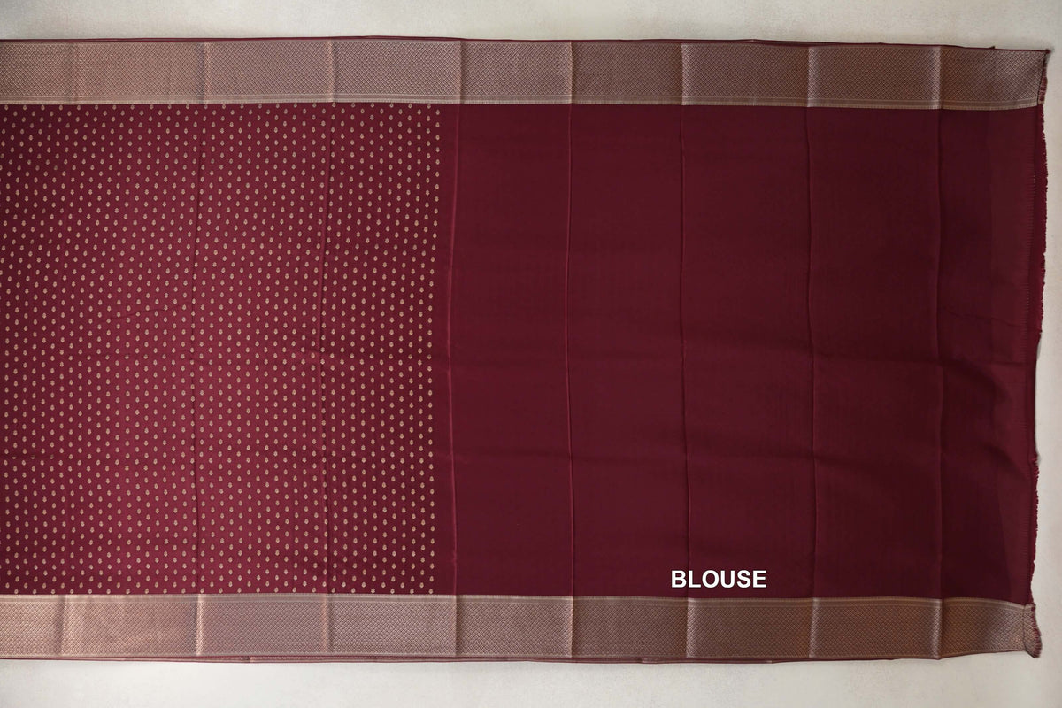 Deep Maroon Mysore Silk Saree blouse