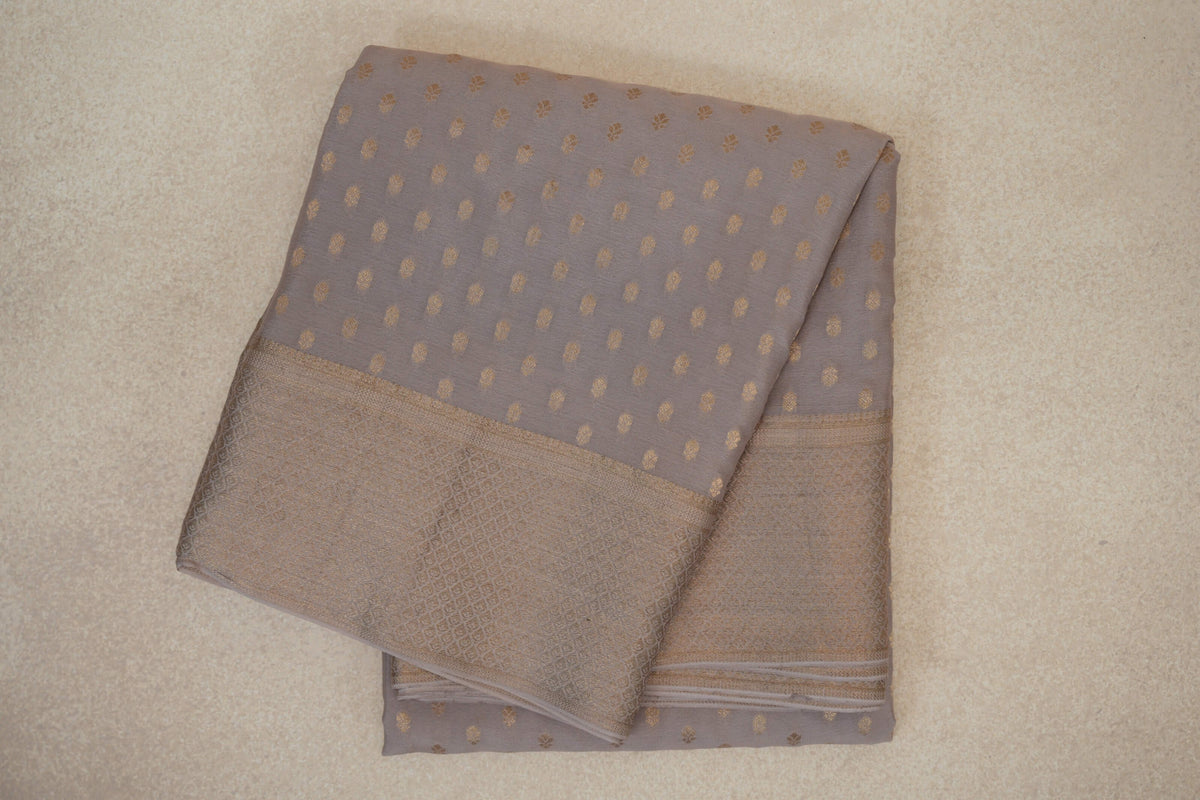 Dark Beige Mysore Silk Saree