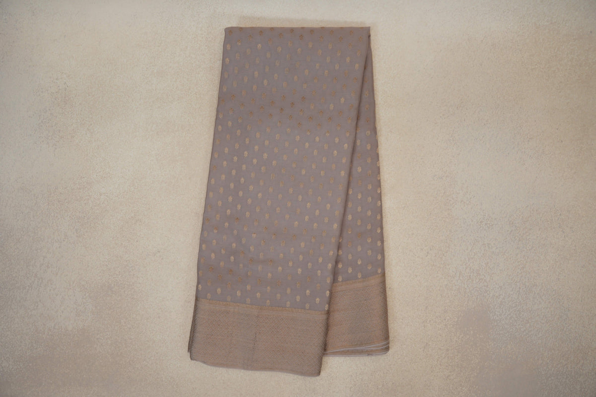 Online Dark Beige Mysore Silk Saree