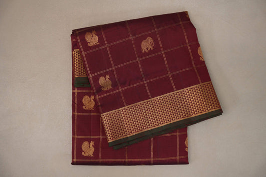 Reddish Maroon Ten Yards Silk Saree SS9228