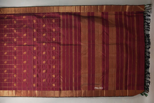 Reddish Maroon Ten Yards Silk Saree SS9228