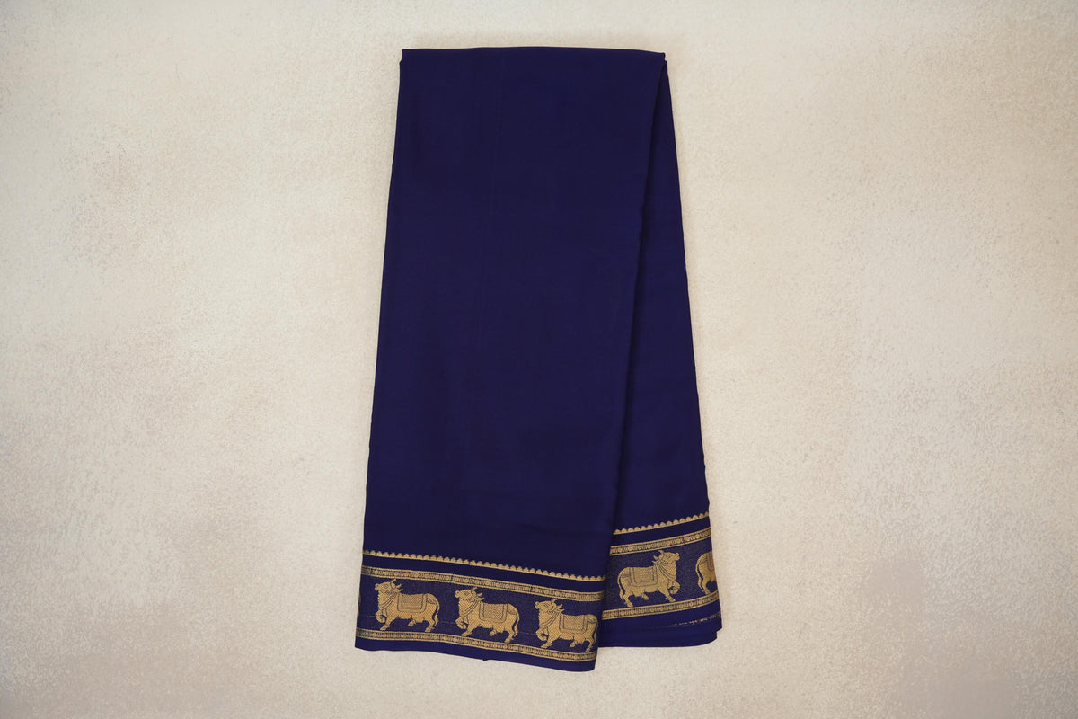 Online Deep Blue Mysore Silk Saree