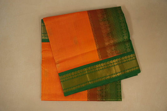 Mango Yellow with Green Borders Silk Cotton Saree