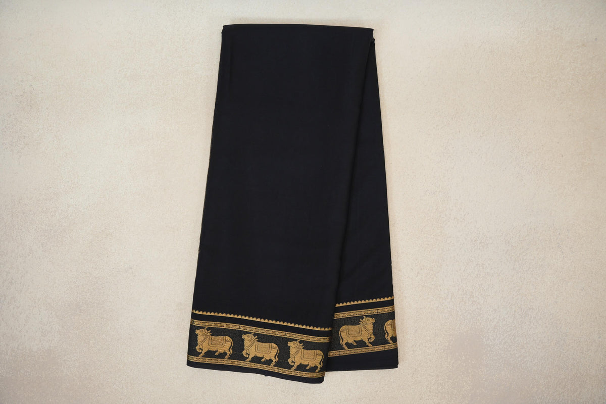 Online Jet Black Mysore Silk Saree