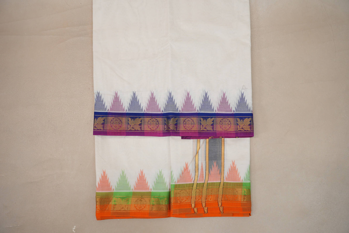 9 Mulam Cotton Muhurtham Dhoti with 5 Mulam Angavastram DH099