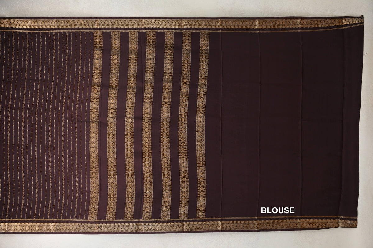Coffee Bean Brown Mysore Silk Saree blouse