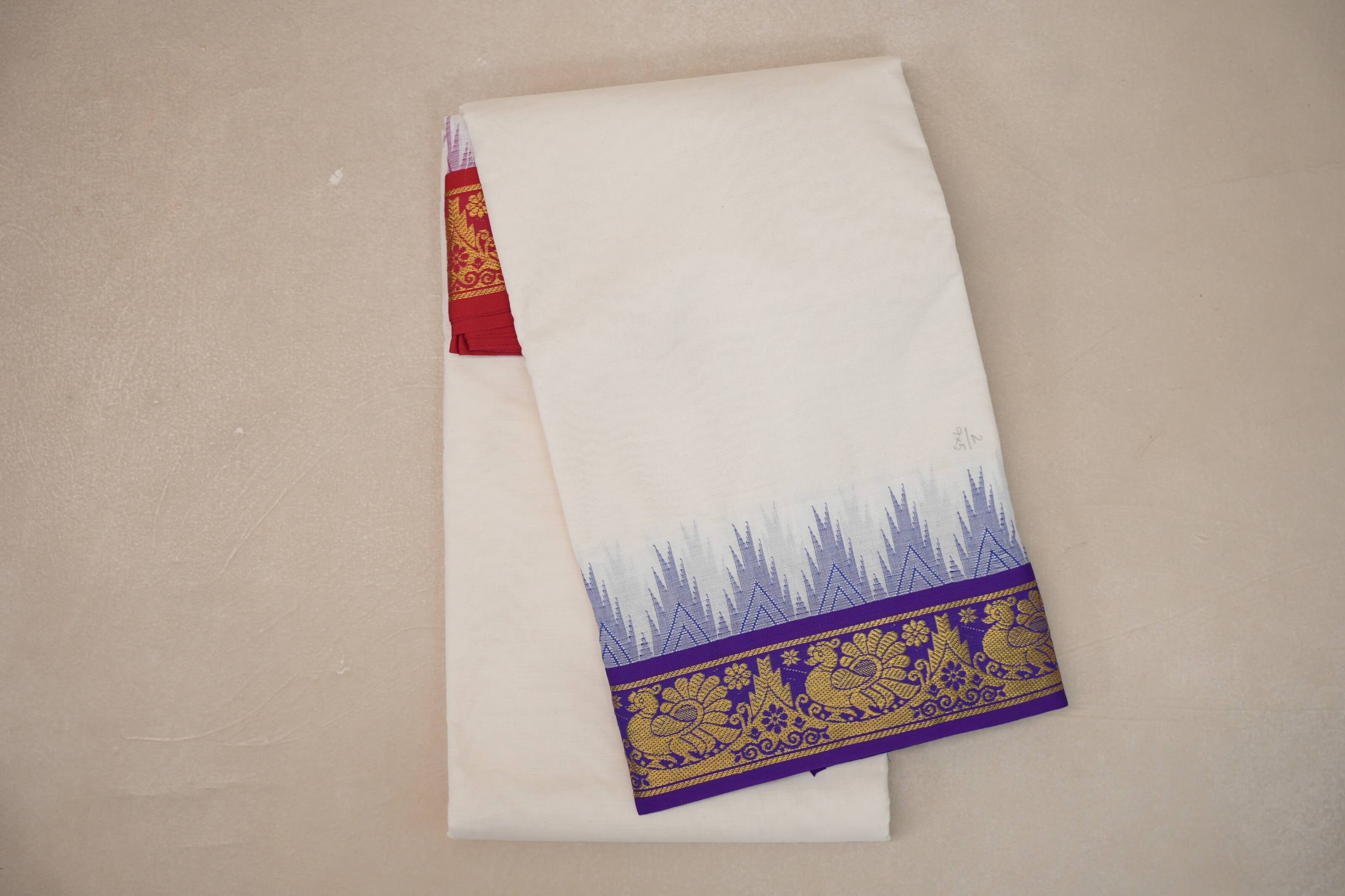 9 Mulam Cotton Muhurtham Dhoti with 5 Mulam Angavastram DH101