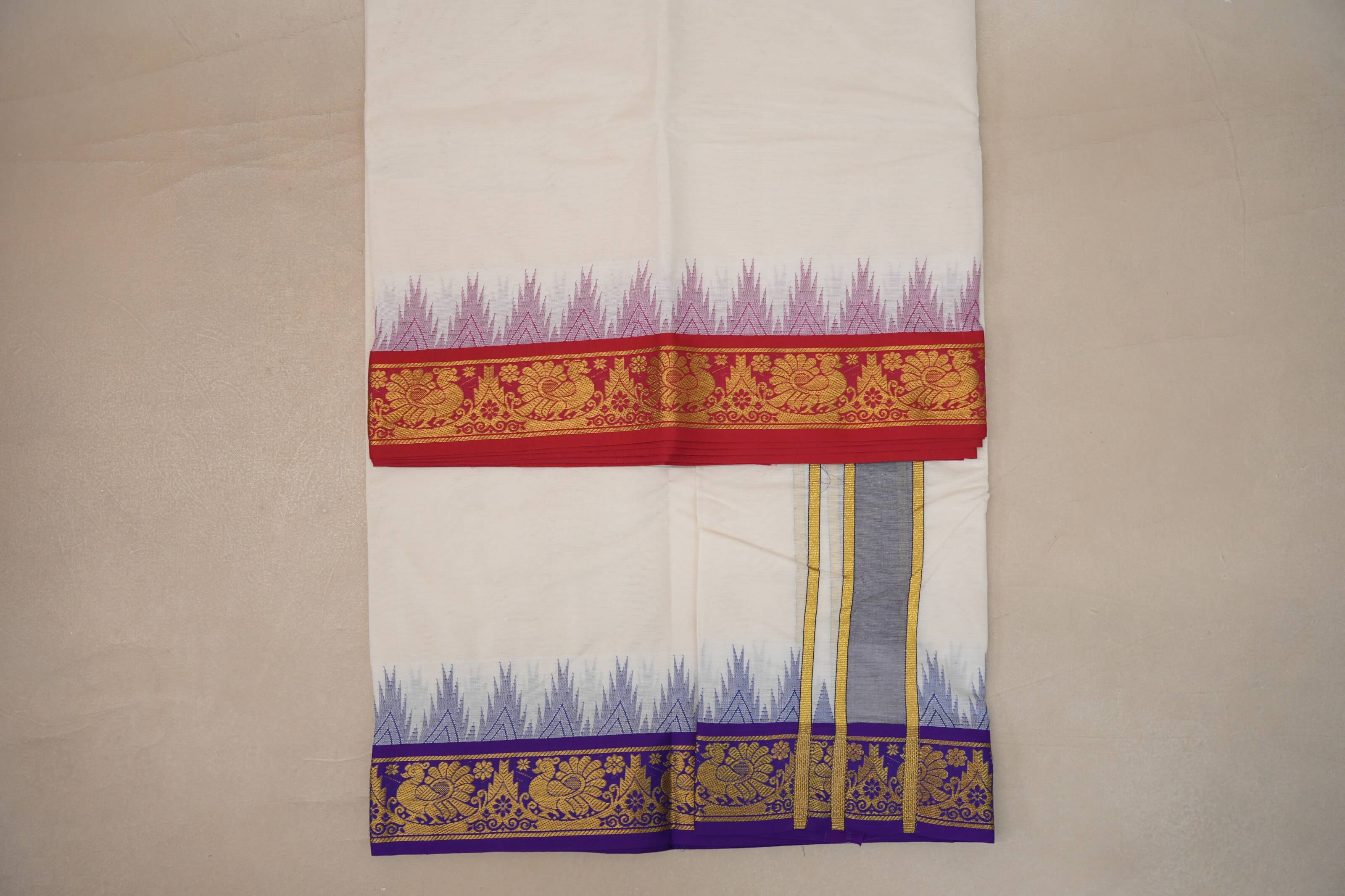 9 Mulam Cotton Muhurtham Dhoti with 5 Mulam Angavastram DH101