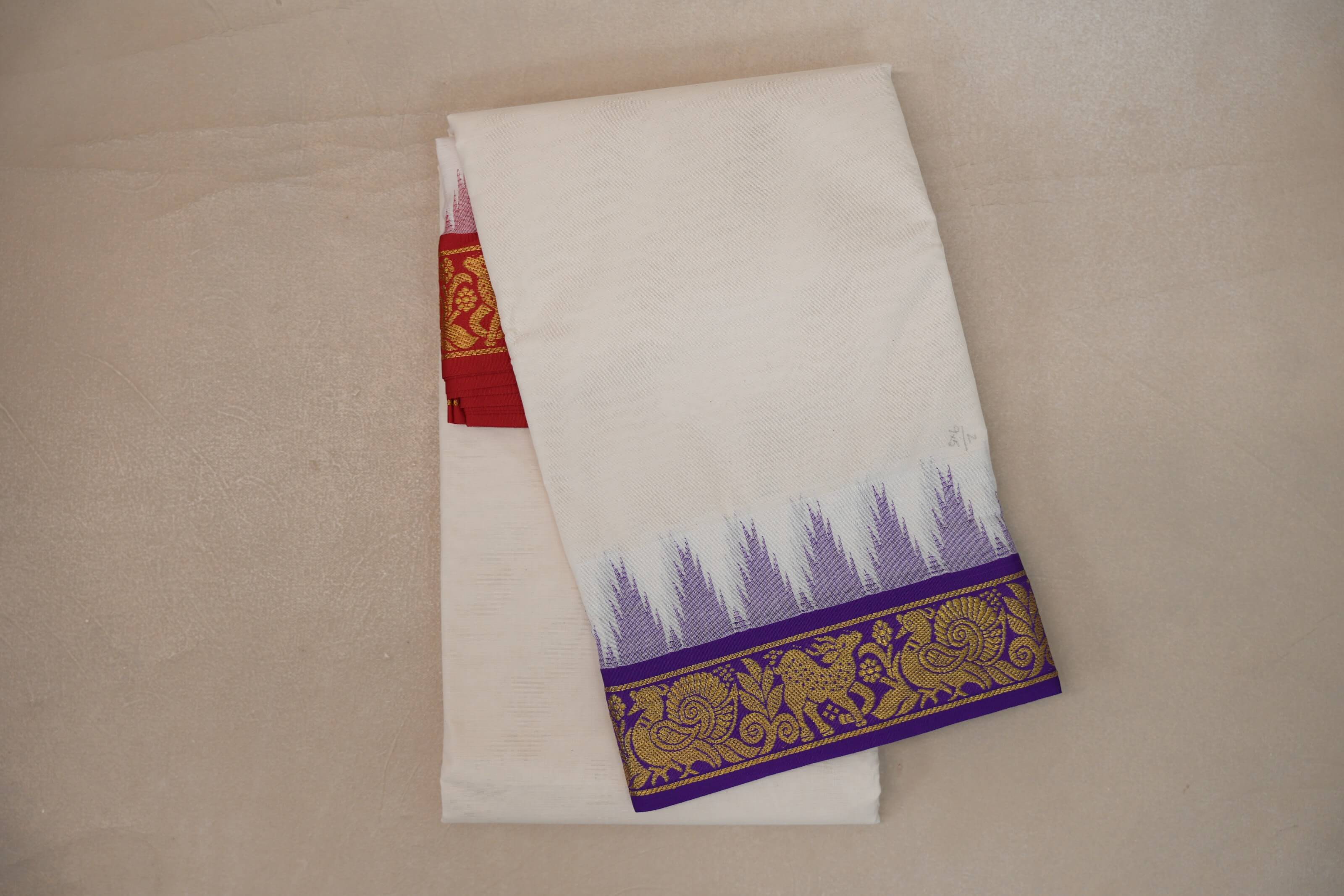 9 Mulam Cotton Muhurtham Dhoti with 5 Mulam Angavastram DH102