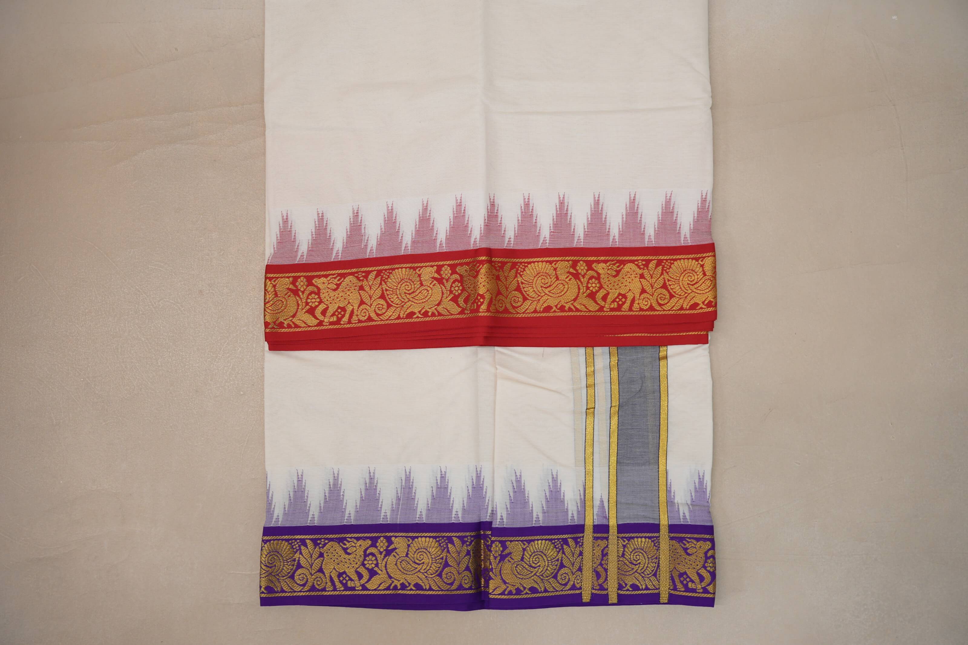 9 Mulam Cotton Muhurtham Dhoti with 5 Mulam Angavastram DH102