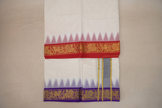 9 Mulam Cotton Muhurtham Dhoti with 5 Mulam Angavastram DH102