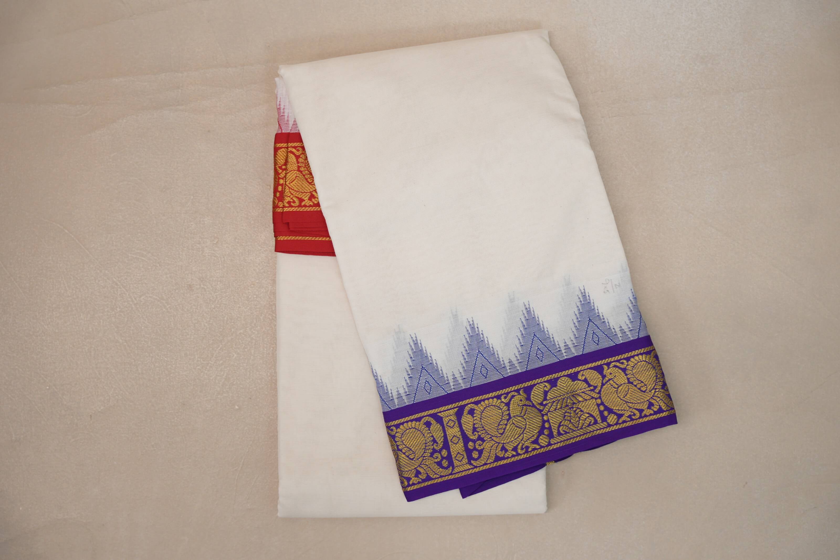 9 Mulam Cotton Muhurtham Dhoti with 5 Mulam Angavastram DH103