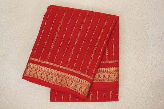 Bright Red Mysore Silk Saree