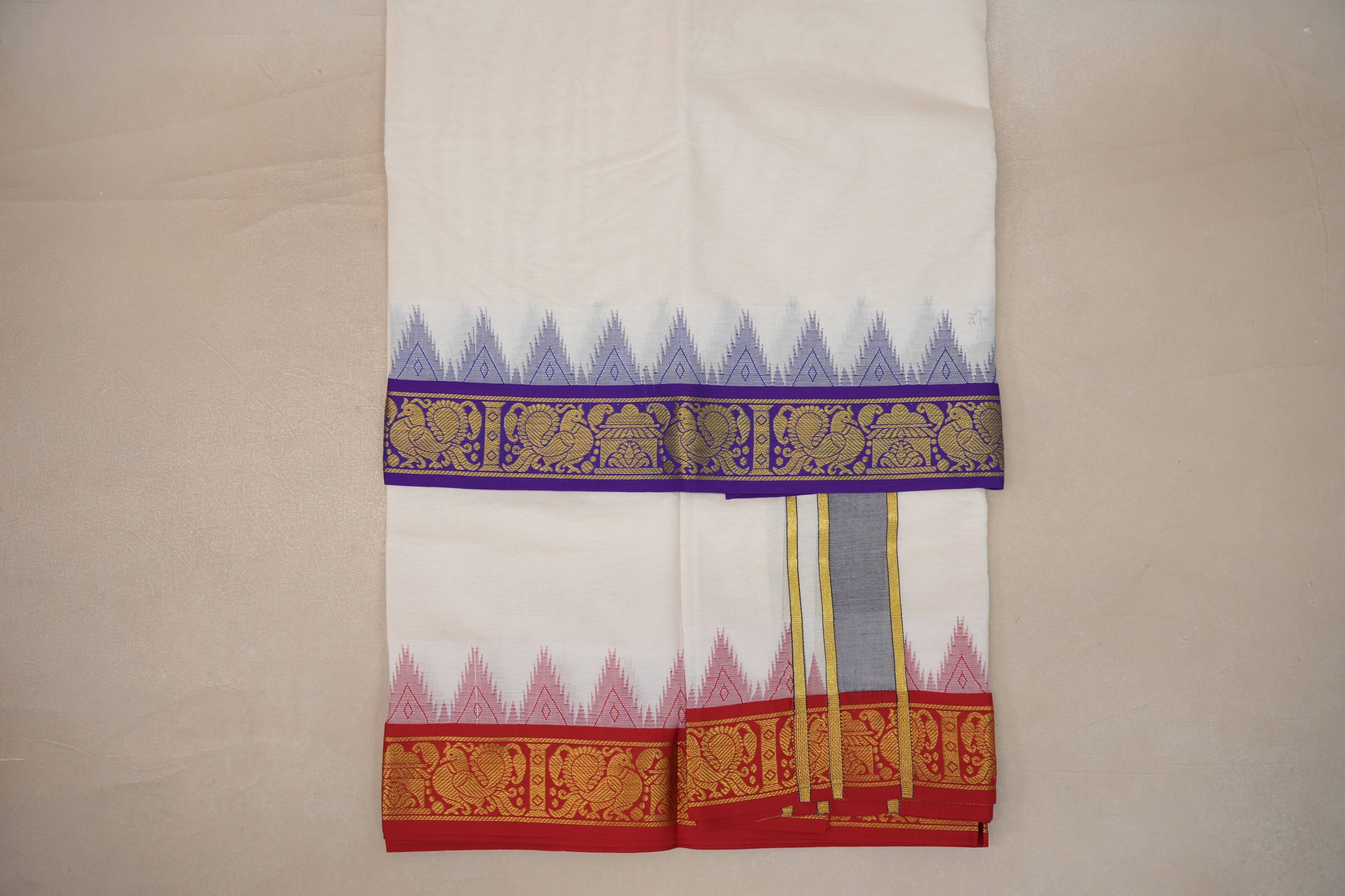 9 Mulam Cotton Muhurtham Dhoti with 5 Mulam Angavastram DH103