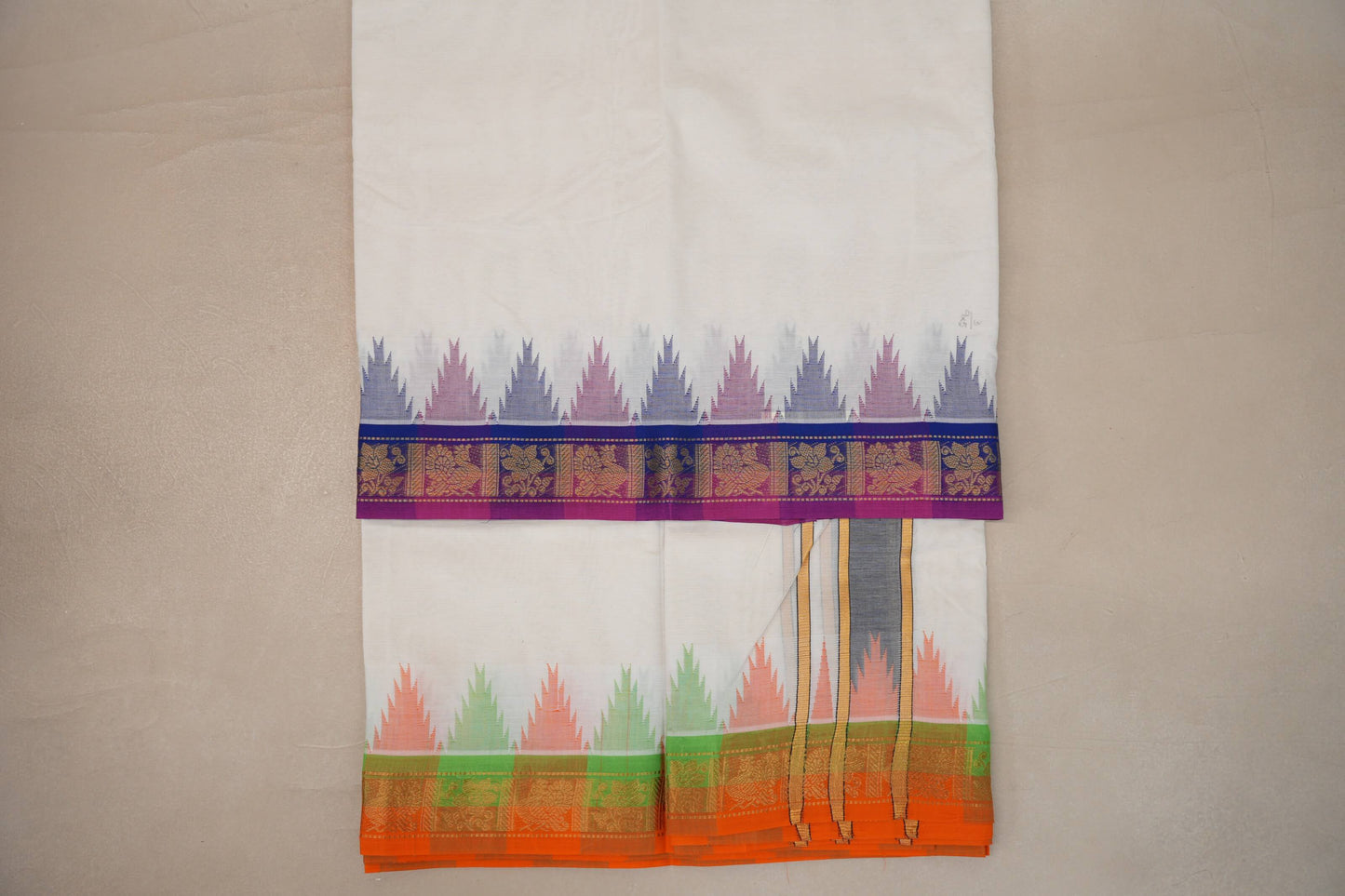 9 Mulam Cotton Muhurtham Dhoti with 5 Mulam Angavastram DH104
