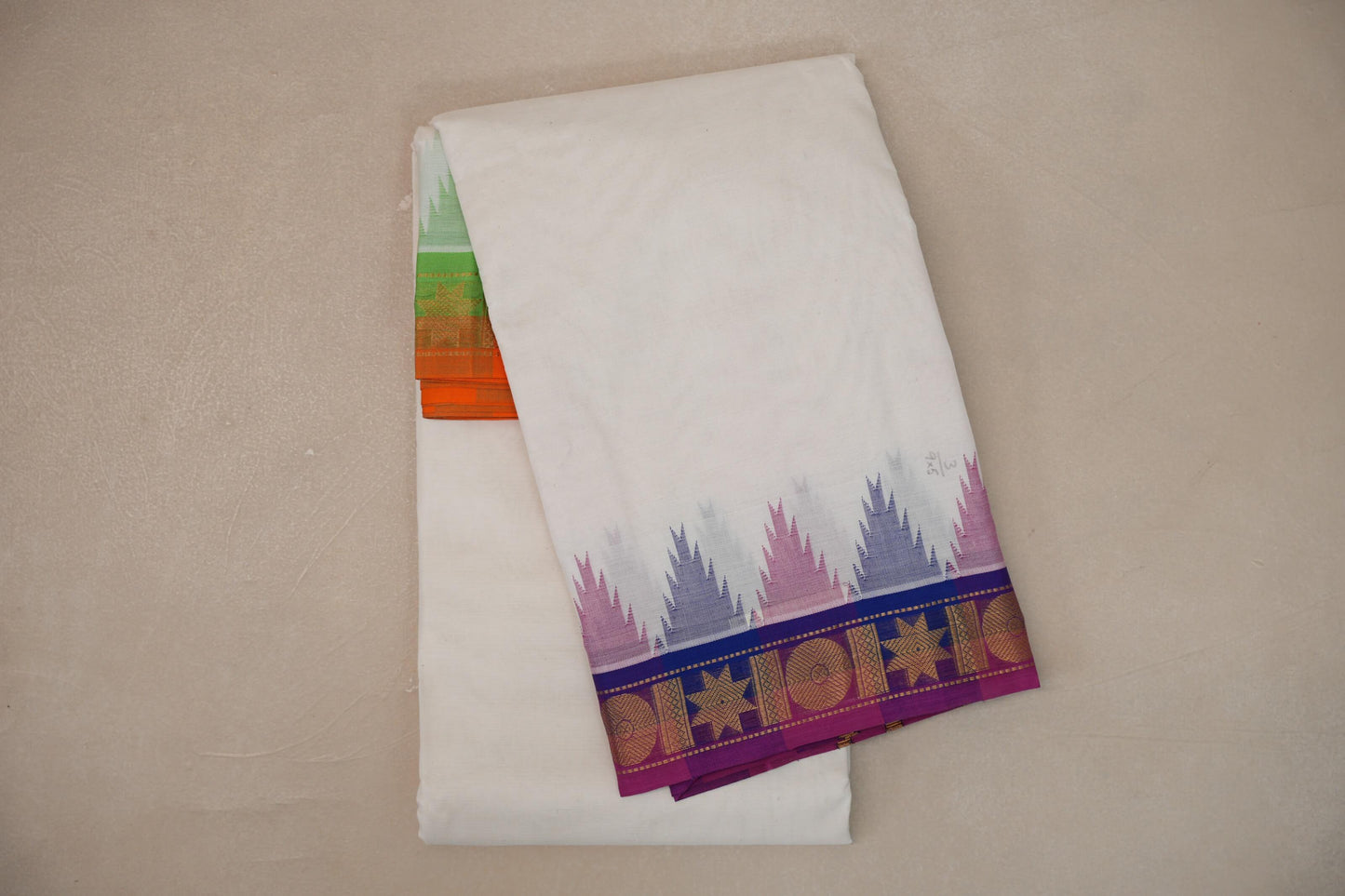 9 Mulam Cotton Muhurtham Dhoti with 5 Mulam Angavastram DH106