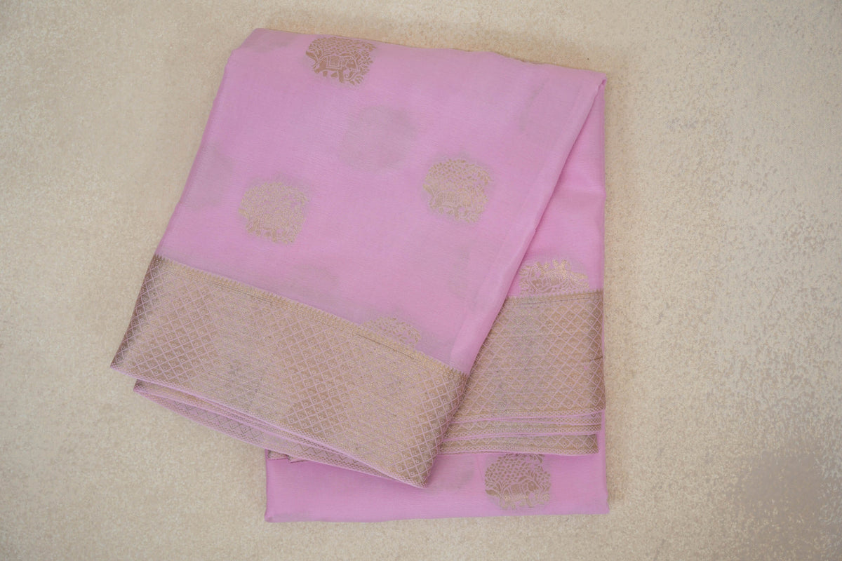 Baby Pink Mysore Silk Saree