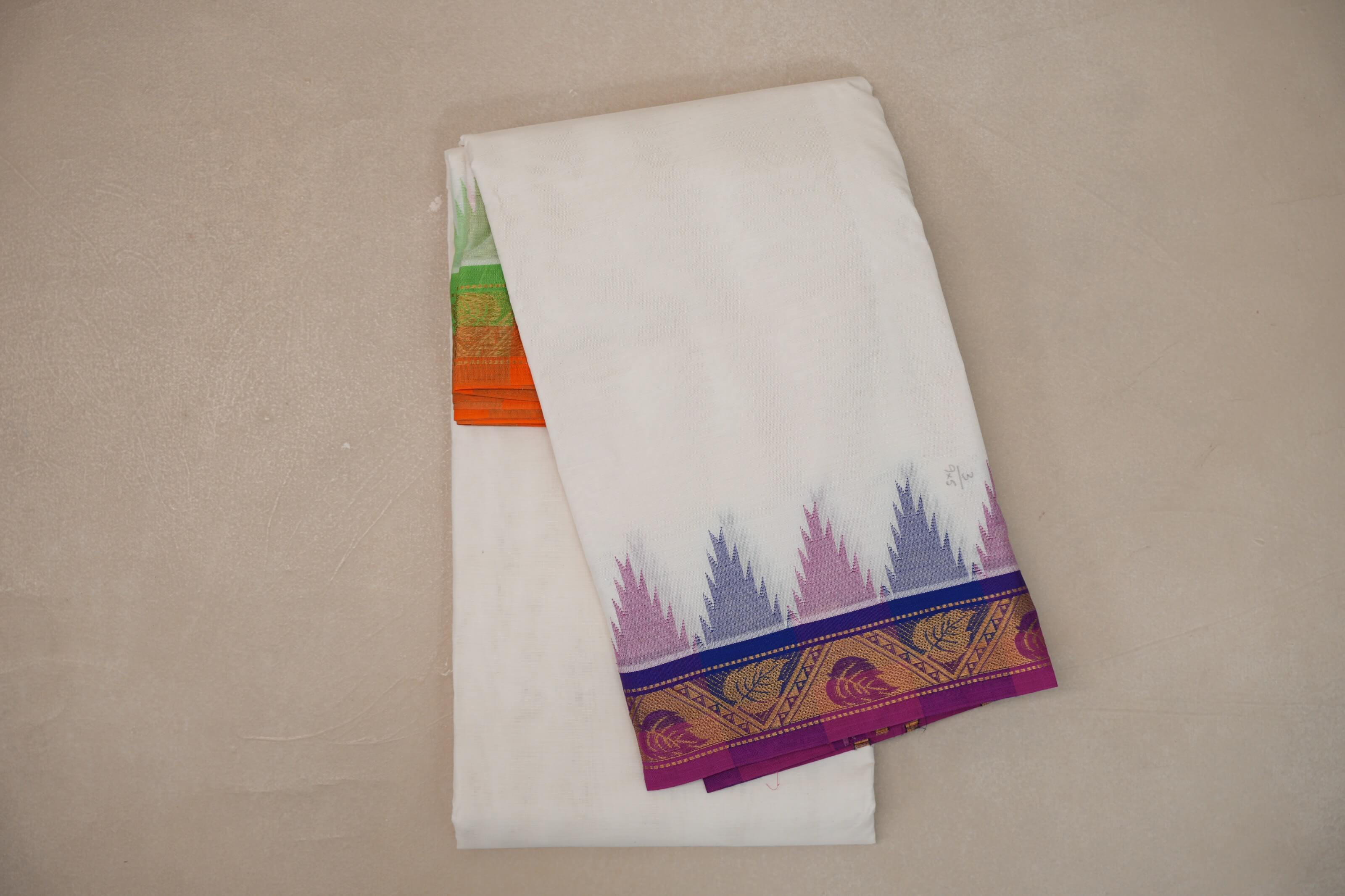 9 Mulam Cotton Muhurtham Dhoti with 5 Mulam Angavastram DH106
