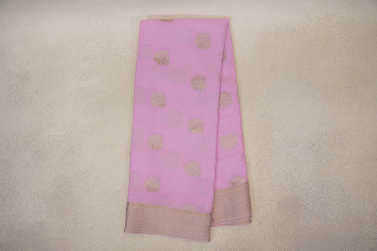 Online Baby Pink Mysore Silk Saree