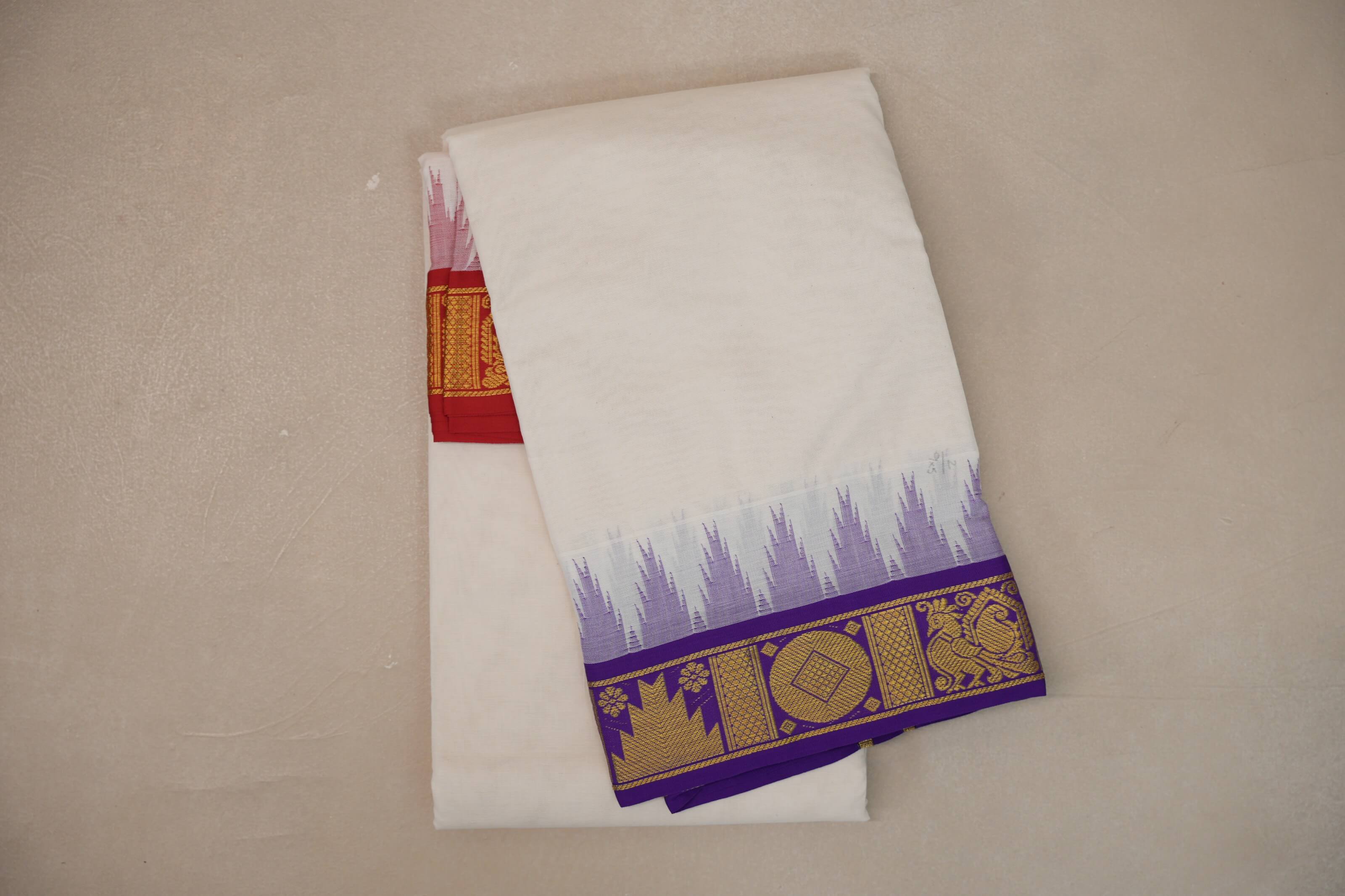 9 Mulam Cotton Muhurtham Dhoti with 5 Mulam Angavastram DH107