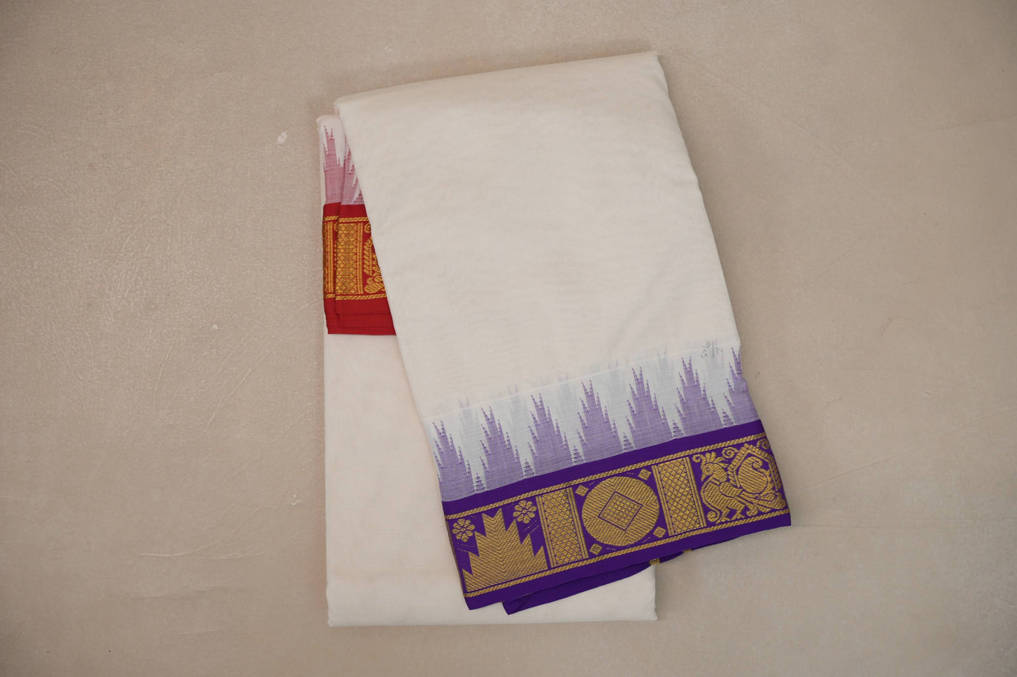 9 Mulam Cotton Muhurtham Dhoti with 5 Mulam Angavastram DH107