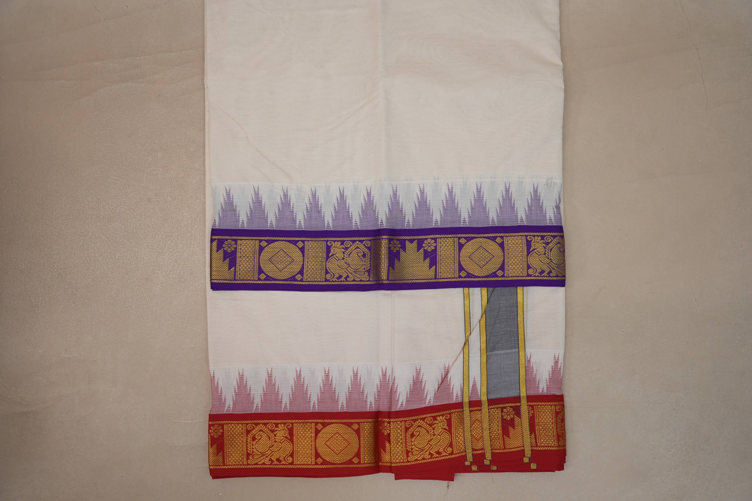 9 Mulam Cotton Muhurtham Dhoti with 5 Mulam Angavastram DH107