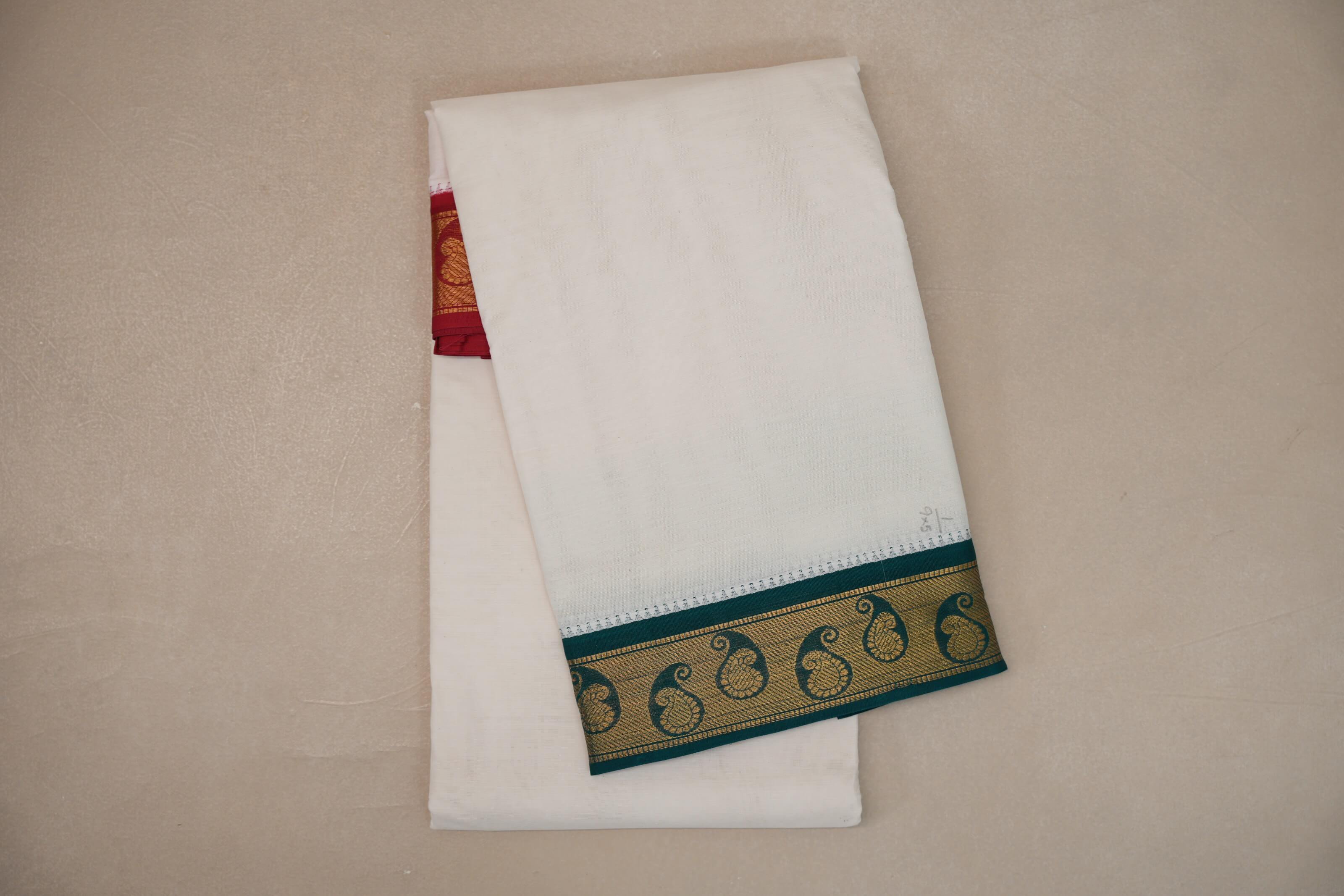9 Mulam Cotton Muhurtham Dhoti with 5 Mulam Angavastram DH110