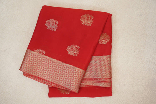 Bright Red Mysore Silk Saree