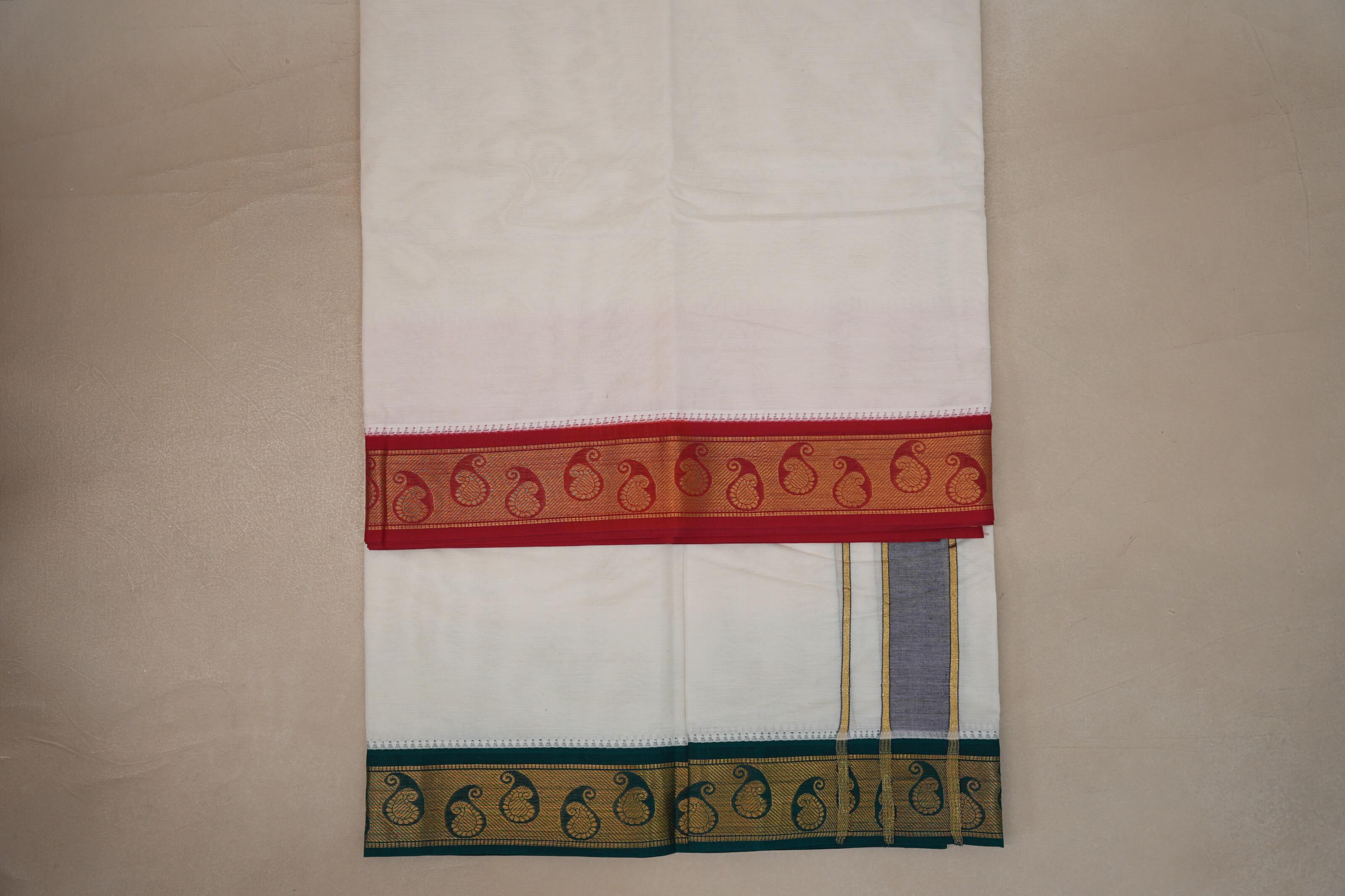 9 Mulam Cotton Muhurtham Dhoti with 5 Mulam Angavastram DH110