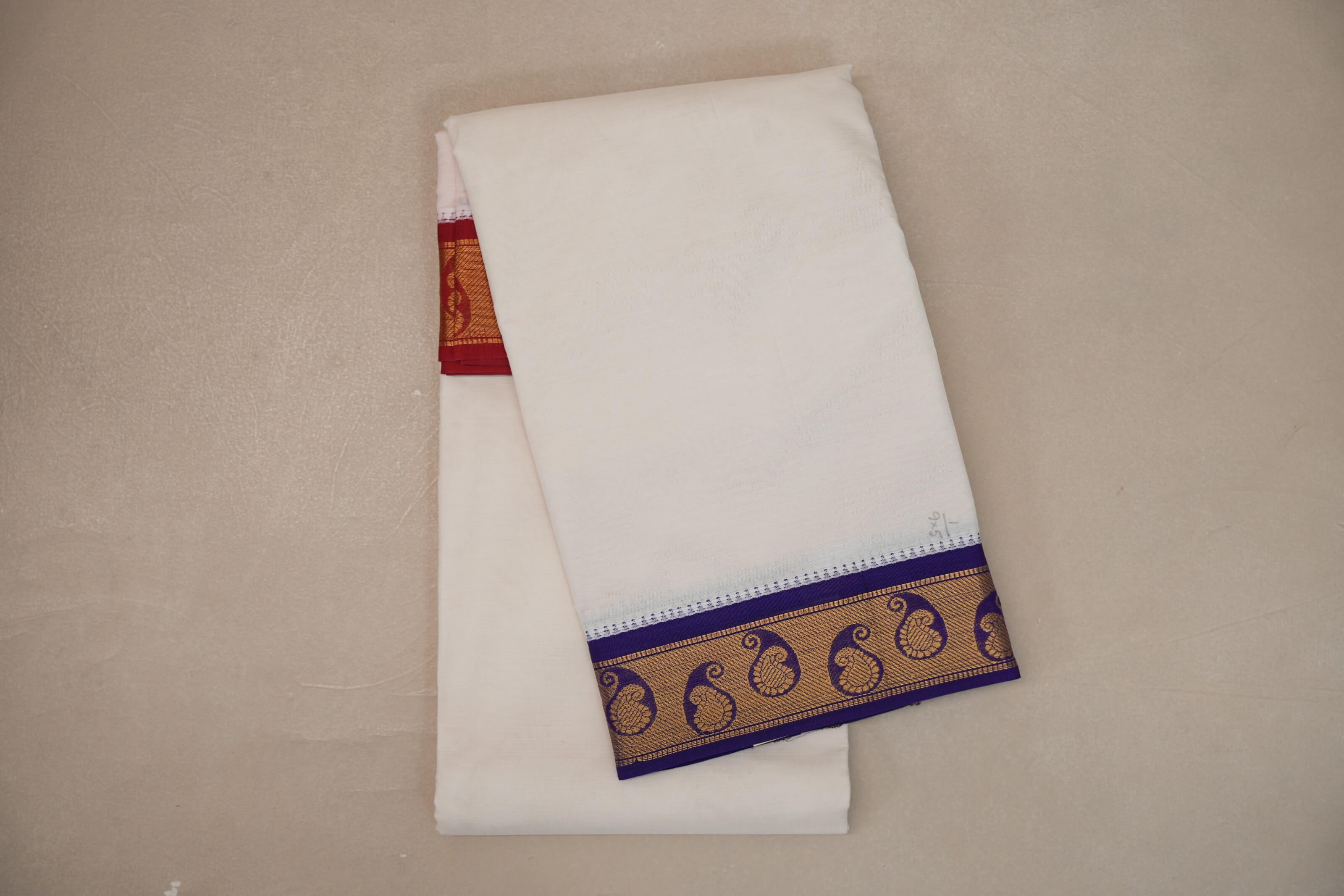 9 Mulam Cotton Muhurtham Dhoti with 5 Mulam Angavastram DH111