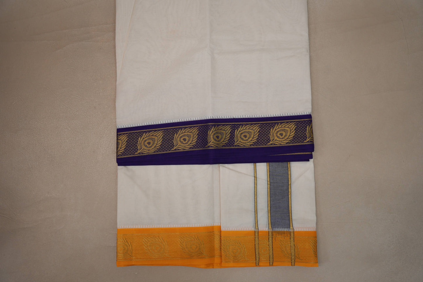 9 Mulam Cotton Muhurtham Dhoti with 5 Mulam Angavastram DH112