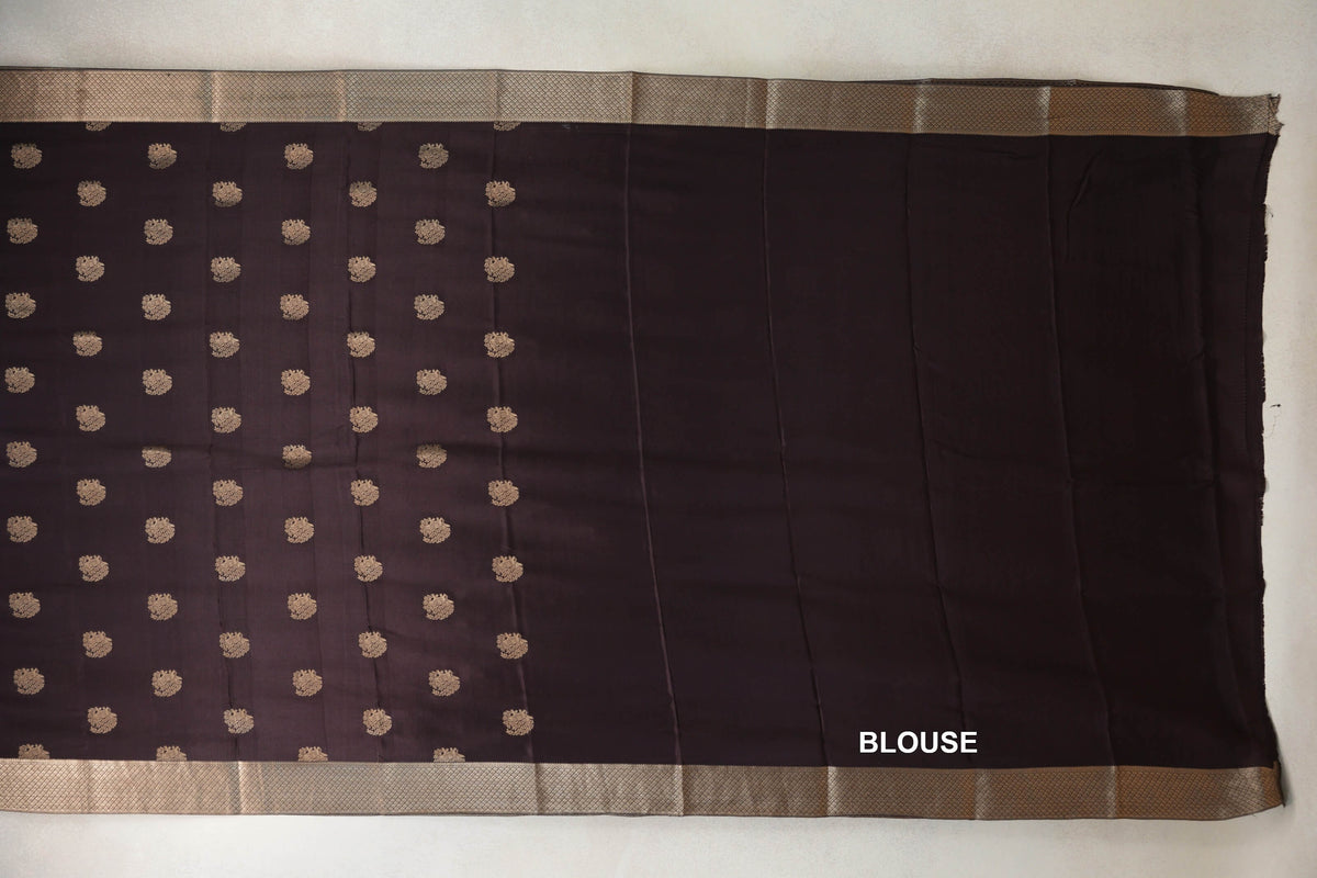 Coffee Bean Brown Mysore Silk Saree blouse