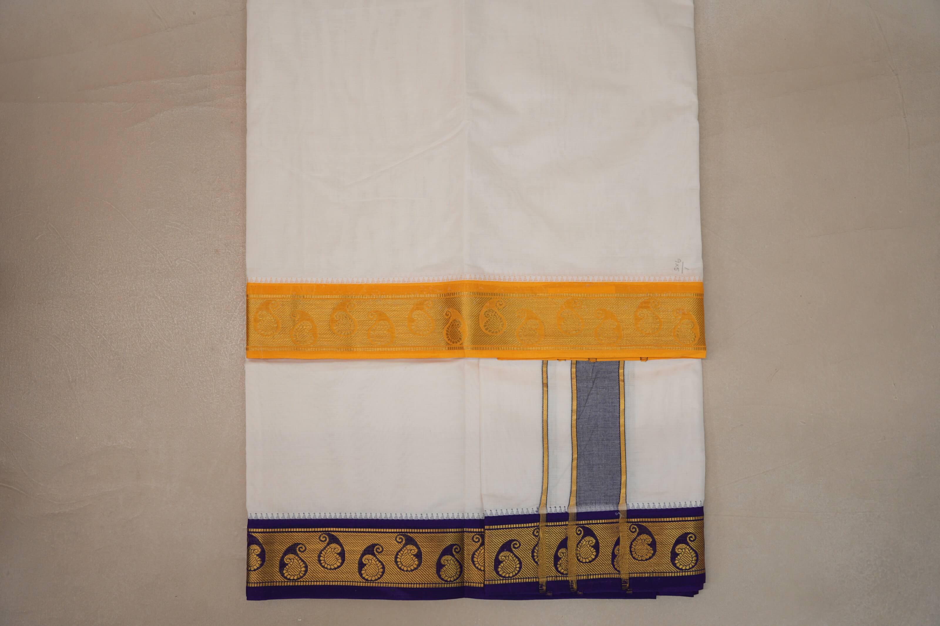 9 Mulam Cotton Muhurtham Dhoti with 5 Mulam Angavastram DH113
