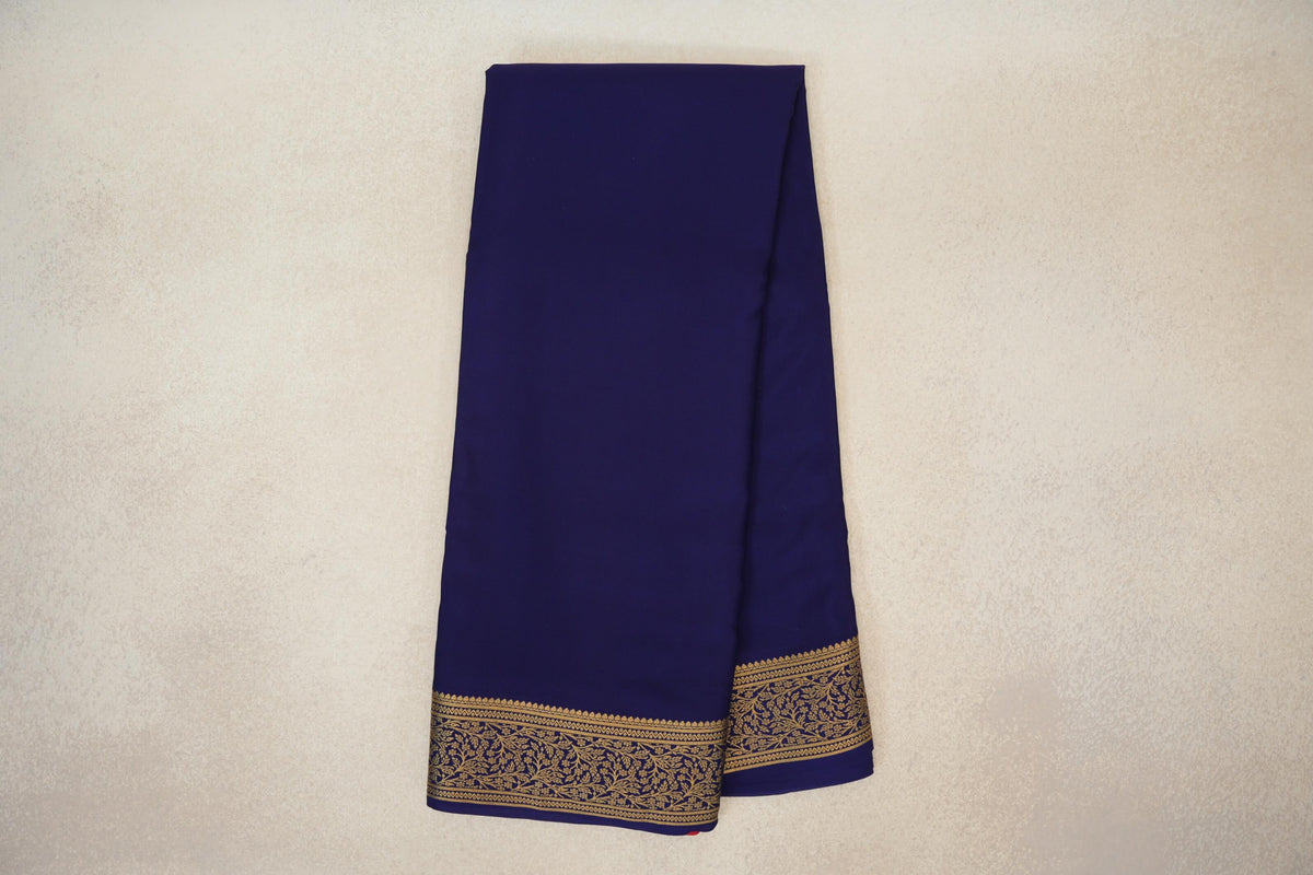 Online Deep Blue Mysore Silk Saree 