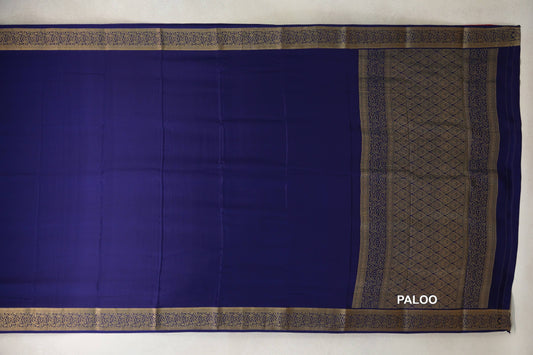 Deep Blue Mysore Silk Saree paloo