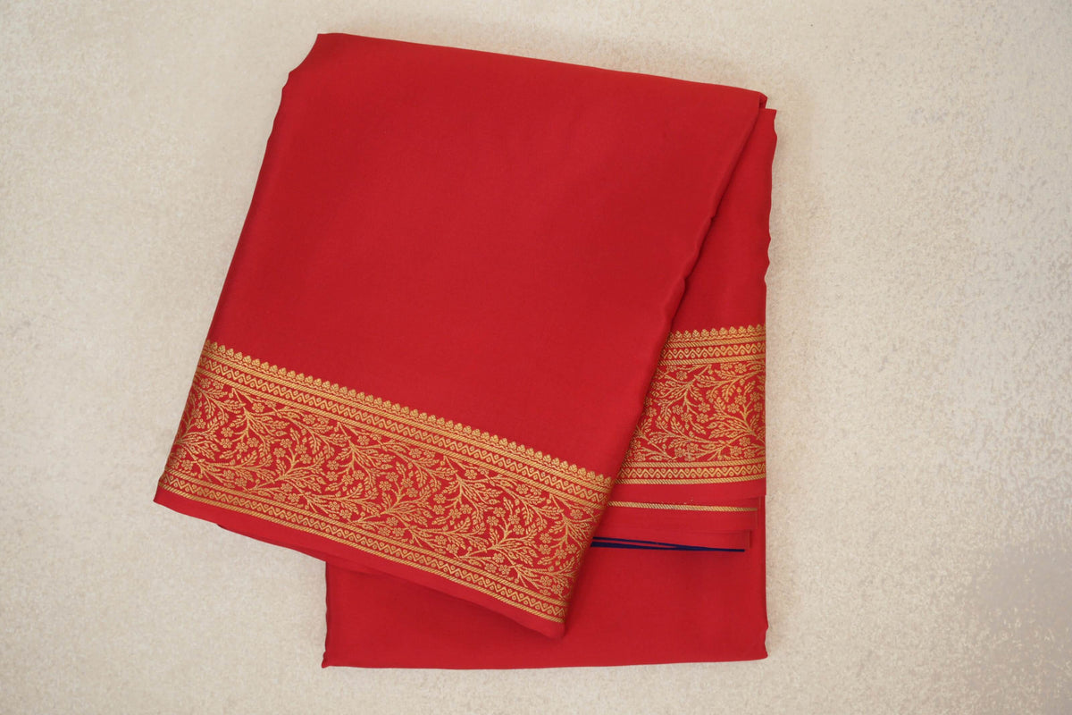 Bright Red Mysore Silk Saree