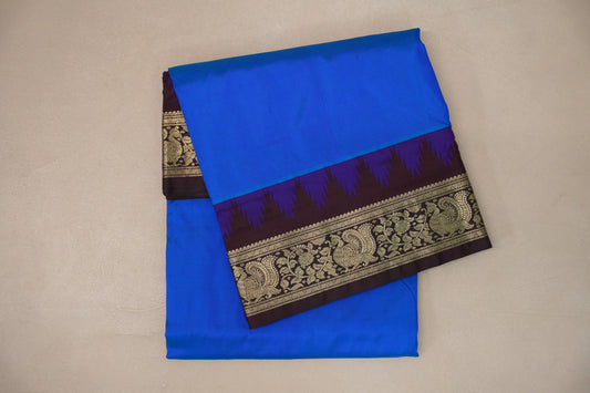 blue Ten Yards Silk saree folded 