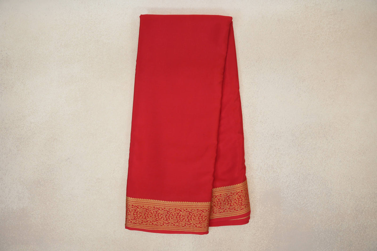 Online Bright Red Mysore Silk Saree