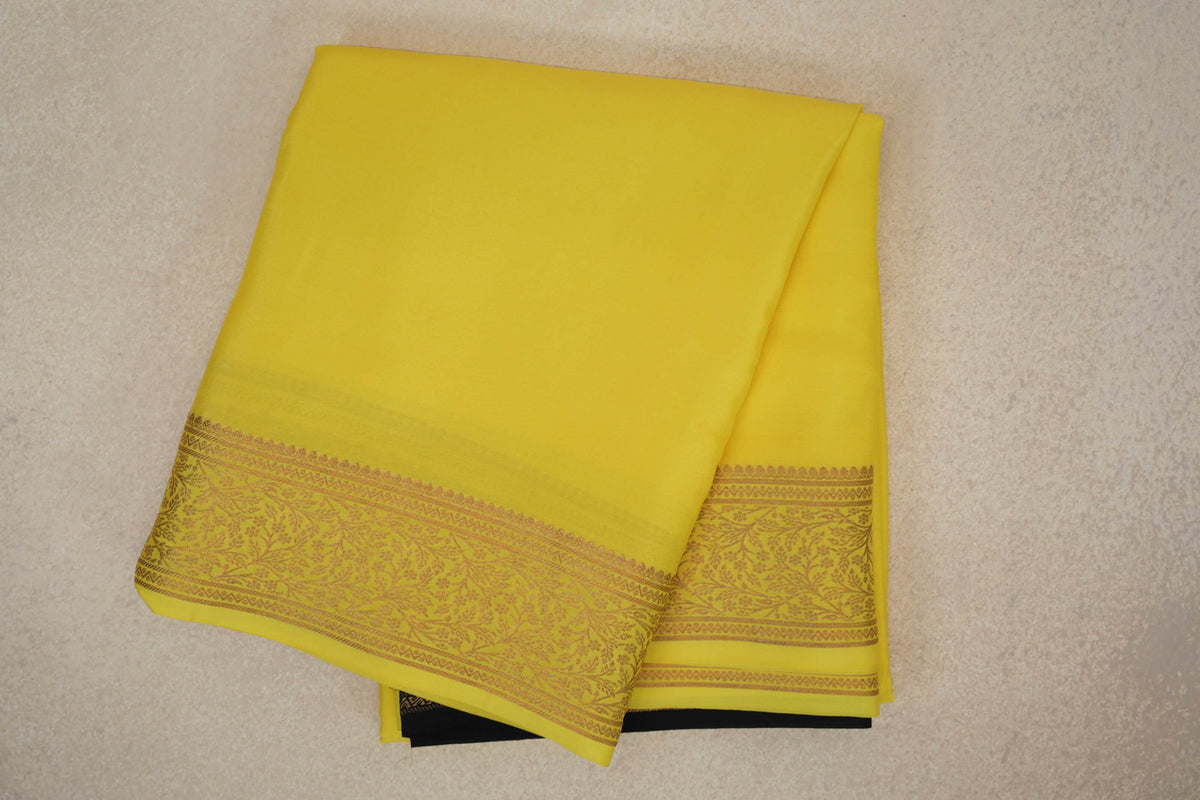 Lemon Yellow Mysore Silk Saree