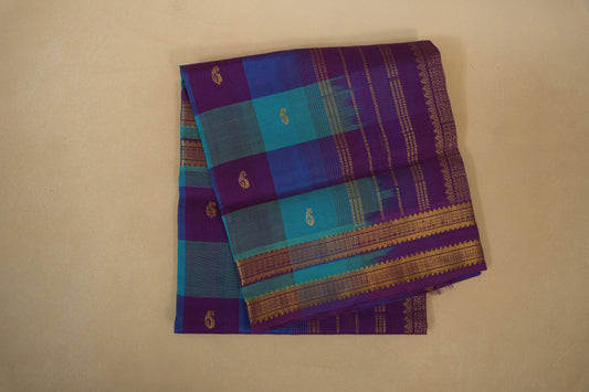 Multi Color Checks Silk Cotton Saree